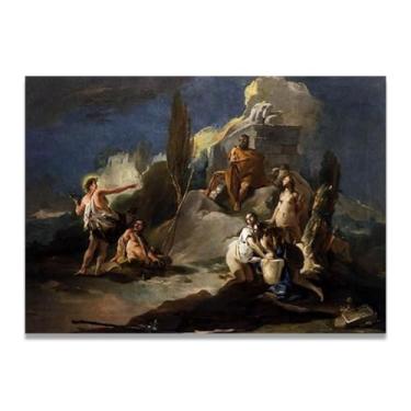 Imagem de Impressão em tela Tiepolo Apollo e Marsyas Giovanni Battista – Obra-prima rococó barroca, pintura escolar de Veneza, pintura a óleo decorativa para galeria doméstica 40 x 56 cm