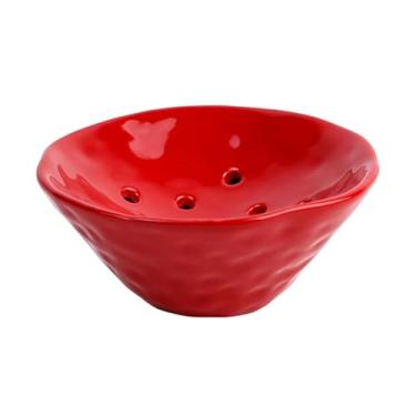 Imagem de Kuntesetty Suporte floral em formato de sapo, arranjo de flores, decoração de moda, vaso versátil, vaso de cerâmica para escritório, sala de estar, presente, Vermelho