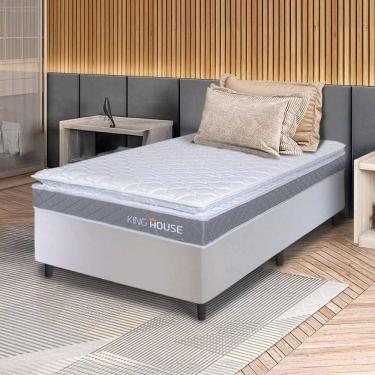 Imagem de Conjunto Box Branco Durban Cinza Espuma D28 Solteiro 96x203x57 - King House