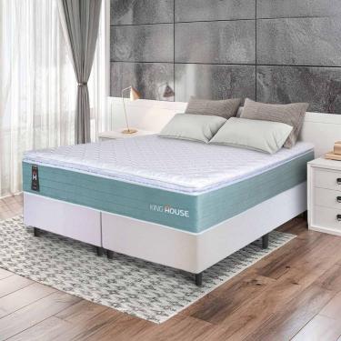 Imagem de Conjunto Box Branco Lagos Verde Molas Ensacadas Queen 158x198x66 - King House