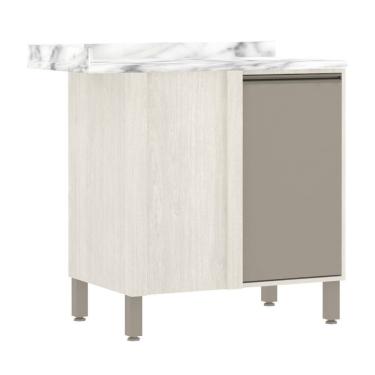 Imagem de Balcão De Cozinha Com Tampo 95 Cm 1 Porta Linea Luciane Pátina Ff-mocca Laca