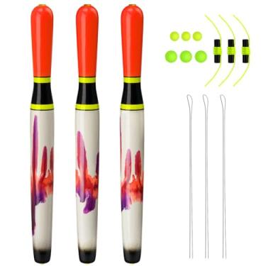 Imagem de QualyQualy Boias de pesca, boia de vara de bagre pesada, vara de madeira de alta visibilidade para lúcio de peixe-gato 15 cm 20 cm, 3 peças (28 cm -3 unidades)