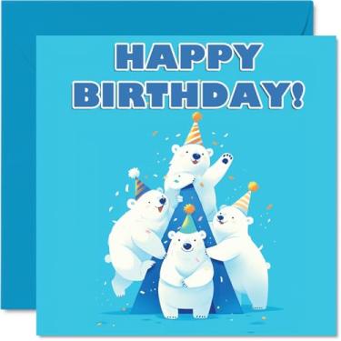 Imagem de Cartões de aniversário urso polar para ela ele - pirâmide de animais de festa - Cartão de feliz aniversário para mãe, pai, irmão, irmã, tio, primo, amigo, família, colega, 145 mm x 145 mm, cartões