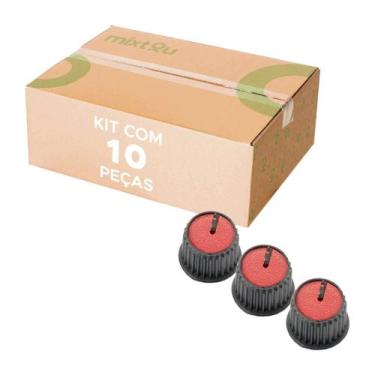 Imagem de 10x Botão Knob Redondo Estriado Sem Parafuso Ad209 Vermelho - PIX