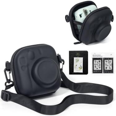 Imagem de WOGOZAN Kit De Acessórios Para Câmera Instantânea Fujifilm Instax Mini 12/11/99/7+ Se Evo - Bolsa Universal, Álbum Fotos Filme 3", Adesivos Borda (Sem Câmera) Preto