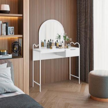 Imagem de Penteadeira Oasis em Aço Espelho Compacto p/ Quartos Camarim - Art Pan