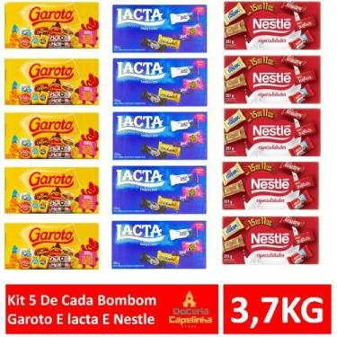 Imagem de Kit 5 De Cada Bombom  Garoto E lacta E Nestle  3,7 KG - Garoto Lacta N
