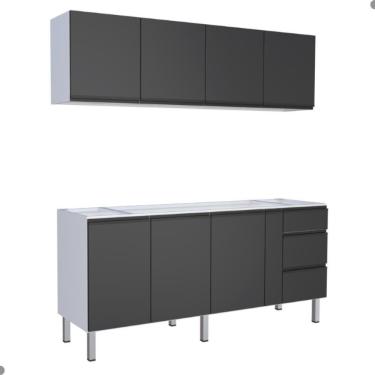 Imagem de Conjunto Armário Aéreo E Gabinete Para Pia Flores Branco