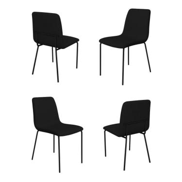 Imagem de Conjunto 4 Cadeiras Malu Couro Preto Metal Preto
