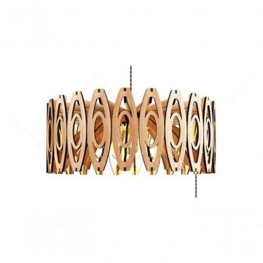 Imagem de Luminária Teto Tipo Pendente Topázio Mdf - Completa - 02 Bolas Mdf Cru