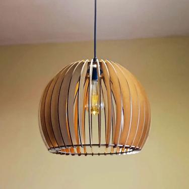 Imagem de Luminária Teto Tipo Pendente Em Mdf Universo Completa - MDF Cru