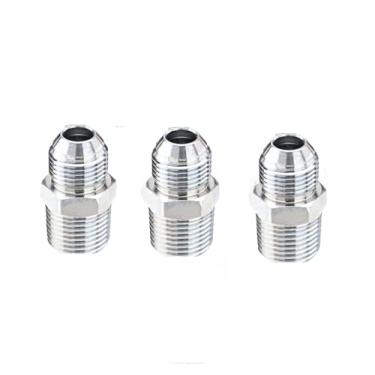 Imagem de (Pacote com 3) Conexões de adaptador de mangueira hidráulica de 1/5.1 cm, JIC macho de 37° x macho NPT de 1/5.1 cm, conectores de tubo reto com capa de proteção