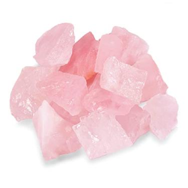 Imagem de Jovivi Pedras de cristal de cura de quartzo rosa bruto natural granel grandes cristais de rocha áspera de 2,54 cm para tocar, cabote, decoração, embrulho de arame, Wicca & Reiki – 150 g