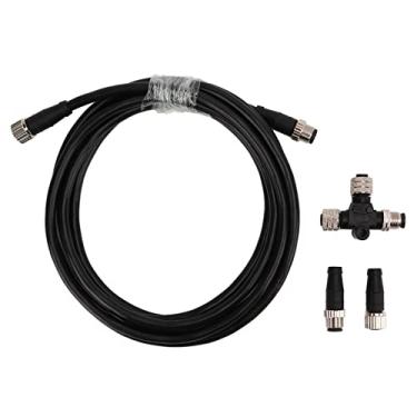 Imagem de Cabo pendente de backbone, backbone ou cabo pendente kit terminador conector T 5 pinos M12 rosca IP67 à prova d'água para redes NMEA 2000