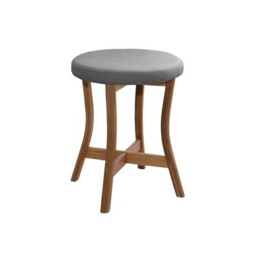 Imagem de Banco Banqueta de Madeira Maciça Baixa Estofada 46cm de Altura Para Bancadas e Área Gourmet - Nature (Cinza)