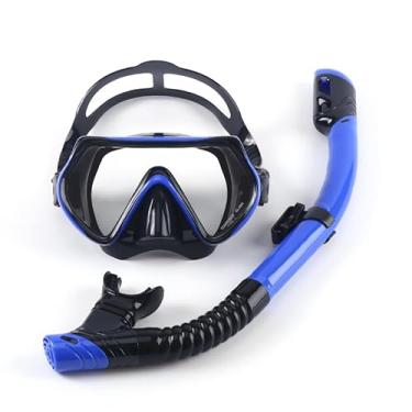 Imagem de CIADAZ Máscara de mergulho livre panorâmica Óculos de natação transparentes Vidro temperado com tampa de nariz Equipamento de mergulho adulto Tubo de respiração seca de silicone macio Design ergonômic