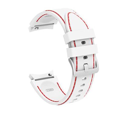 Imagem de Pulseira Silicone LTimports compativel com Galaxy Watch 7 - Galaxy Watch 6 Classic - Galaxy Watch 5 Pro - Galaxy Watch 4 Classic - Galaxy Watch FE (Branco/Vermelho)