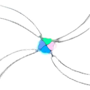 Imagem de ATLVXJL Conjunto de 4 colares de amizade combinando com coração brilhante, várias cores com pingentes de função luminosa