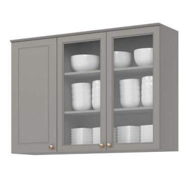 Imagem de Armário de Cozinha Aéreo 120cm com Vidro Sophia Henn, Cinza