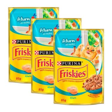 Imagem de Kit 3 Ração Úmida para Gatos Friskies Adultos Sabor Atum ao Molho em S