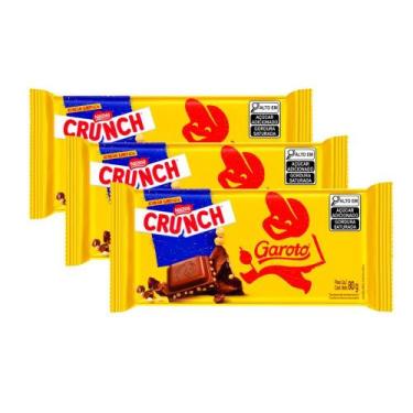Imagem de Kit 3 Chocolate Garoto Crunch ao Leite 80g - TALENTO
