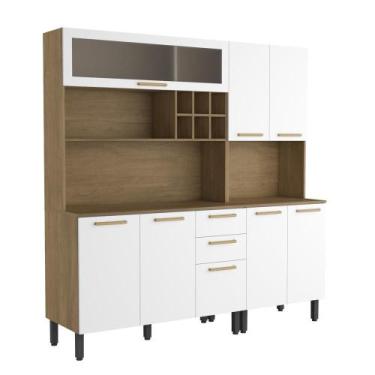 Imagem de Cozinha Completa Compacta 190cm Axé Bertolini, Branco/Carvalho