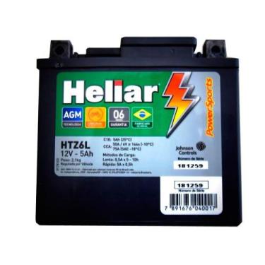 Imagem de Bateria De Moto Heliar Powersports Htz-cl 12v 5ah Htz6l