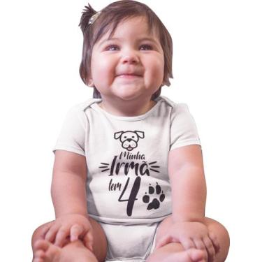 Imagem de Body Bebê Personalizado Minha Irmã Tem 4 Patas Branca - Del France, G