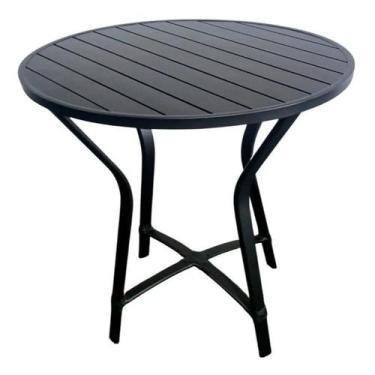 Imagem de Mesa Bistrô Alta em Alumínio com Tampo Ripado Ideal para Bar Área Gour