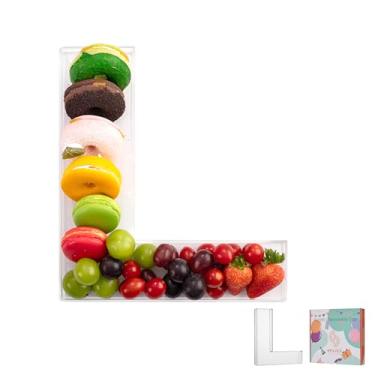 Imagem de Bandeja de charcutaria de acrílico com letras e números de 28 cm – Caixa de alfabeto reutilizável preenchível para doces, lanches, cupcakes – Travessa de servir para aniversário, casamento, festa de