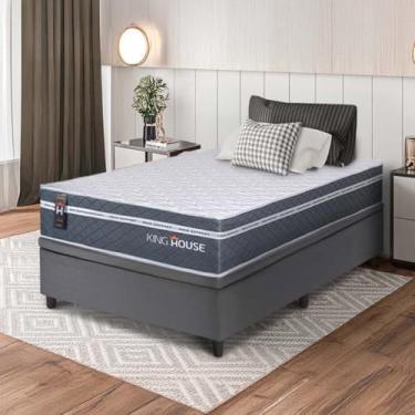 Imagem de Conjunto Box Baú Cinza Cairo Cinza Molas Ensacadas Solteiro 96x203x71 - King House
