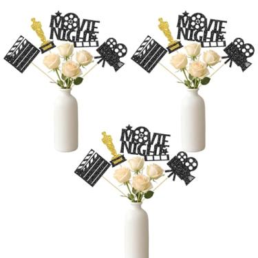 Imagem de 12 peças de palitos de centro de noite de cinema, agora mostrando/Hollywood/decoração de festa de cinema - decoração de ripa para câmera