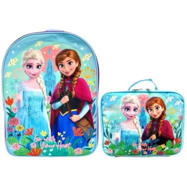 Imagem de Disney Frozen Elsa and Anna Girl's School Backpack with Lunch Box Set. 2 Piece 15” Book Bag and Lunch Box Bundle