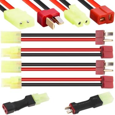 Imagem de DKARDU 4 pares de mini adaptador de conector fêmea Tamiya para plugue T, plugue T para mini para Tamiya macho fêmea 16 calibre 8M conector de fio para carregador de bateria RC Lipo controlador ESC