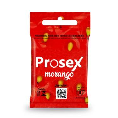 Imagem de Preservativo Prosex Morango Flavorizado Premium 3 Unidades