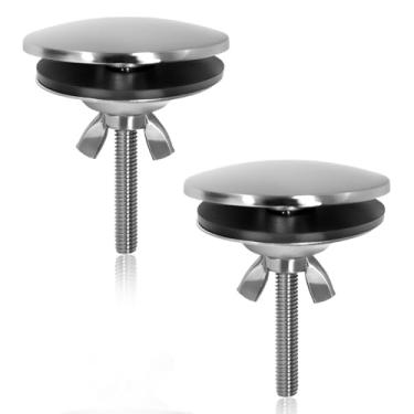Imagem de LEONTOOL Pacote com 2 tampas de furo de pia de cozinha de 5 cm, tampas de vedação de aço inoxidável, orifícios de torneira, tampas de bujão de placa, tampão de metal para pia de cozinha e banheiro