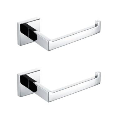 Imagem de Acessórios de banheiro de aço inoxidável Suporte para rolo de papel Toalheiro Prateleira Suporte para escova de vaso sanitário Prateleira de parede cromada Barra para toalhas (2 peças de suporte