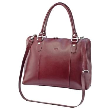 Imagem de Bolsa Feminina Executiva Jasmim em Couro Galvani (Vinho)