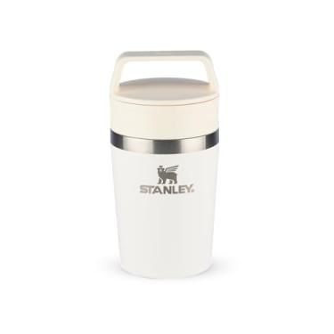 Imagem de Stanley - Copo de Café Térmico, Caneca de Viagem Café Go com Tampa de Duas Partes Para Beber e Alça de Transporte, Garrafa Térmica de Aço Inoxidável, 236 ml, Cream