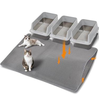 Imagem de Anywish Tapete de areia grande para gatos para caixa de areia, tapete de armadilha de camada dupla de 118 cm × 83 cm, antiderrapante à prova d'água, cinza