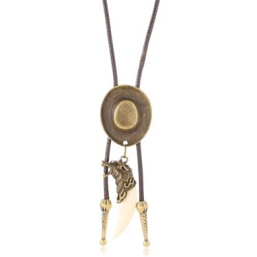 Imagem de Dlknp Colar ocidental de couro cowgirl para mulheres, acessórios de fantasia, joias ocidentais, 15.75-31.5 inches, Liga de aço, Sem Pedra Preciosa