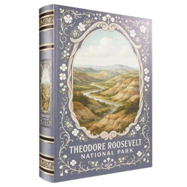 Imagem de Caixa de livro decorativa de madeira – Caixas de livros falsas vintage com design de parque nacional, armazenamento secreto com fecho magnético, capa de couro, perfeita para estante de escritório em