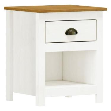 Imagem de Mesa de Cabeceira 1 Gaveta Madeira Maciça Mazzaro F06 Branco Freijó - 