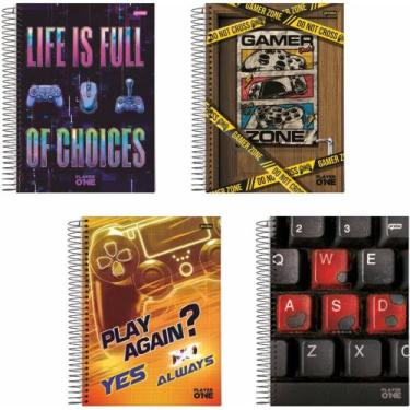 Imagem de Caderno 10X1 Capa Dura Player 1 160 Folhas Pacote com 04 - Jandaia