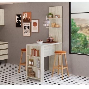 Imagem de Bancada Luna com Painel Greta para Cozinha Crema