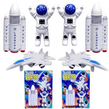 Imagem de Kit 2 Ônibus Espacial 2 Jatos e 2 Astronautas de Brinquedo Infantil Na