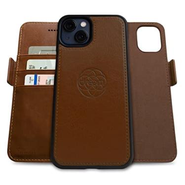 Imagem de Capa Carteira Dreem Fibonacci para iPhone 13 Mini, 2-em-1, case antichoque, couro vegano, capa removível, compatível com acessórios MagSafe. Proteção RFID. Design para homens e mulheres [Chocolate]