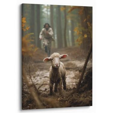 Imagem de Arte de parede cristã 12x16 quadro emoldurado Jesus cordeiro arte em tela pintura religiosa serenidade sala de oração pôsteres bíblicos católicos versículo bíblico lds presentes batismo páscoa casa