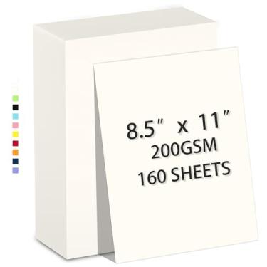 Imagem de 160 folhas de papel-cartolina 8,5 x 11 peso pesado 200 g/m² off-white​ impressão de papel, artesanato, convites para impressora suave, papel de papel-cartolina a granel, faça você mesmo e uso