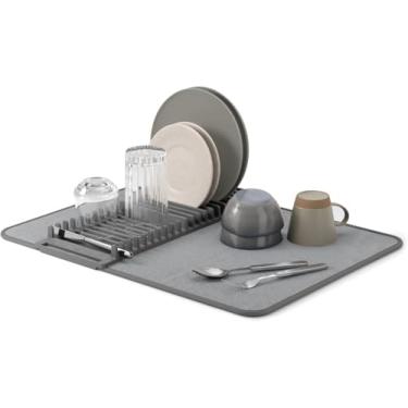 Imagem de Suporte Escorredor de Louças Compacto com Divisórias – Secagem Rápida e Higiênica – Material Absorvente, Resistente e Fácil de Limpar – Ideal para Pratos, Copos e Utensílios de Cozinha